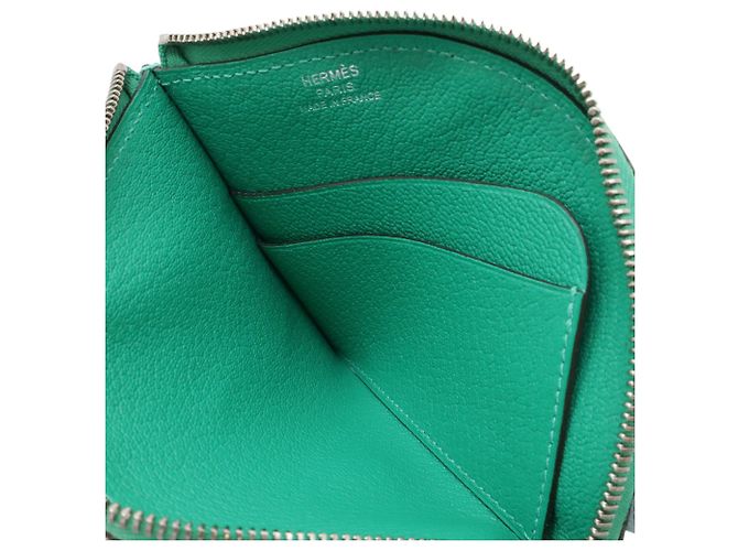 Portamonete Hermès Paddock in Chevre Verde - vista 4