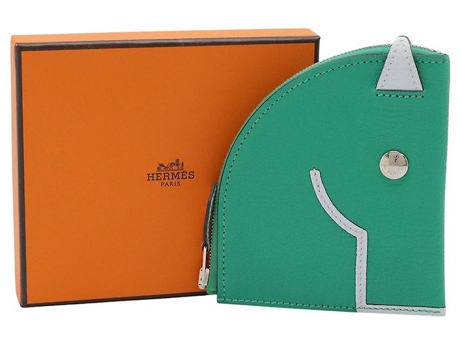Portamonete Hermès Paddock in Chevre Verde - vista 6