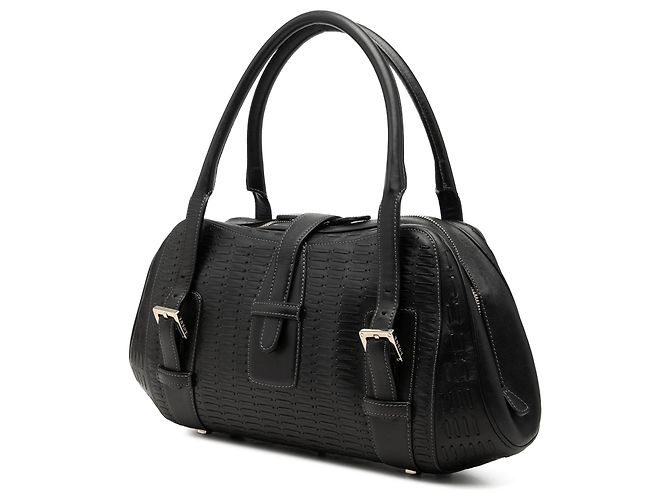 Borsa a mano Senda in pelle goffrata nera LOEWE Nero - vista 2