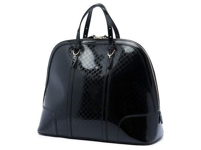 Borsa Dome Top Handle Large Microguccissima in vernice nera Gucci Nero - vista 2