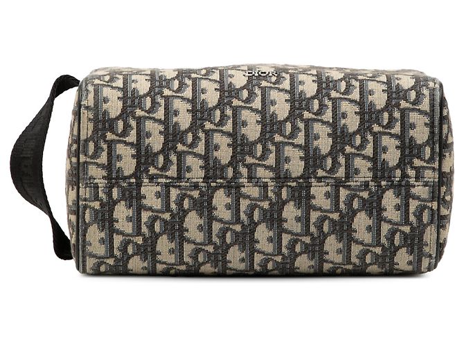 Necessaire Clutch Lingot in tela Dior Oblique blu - vista 3