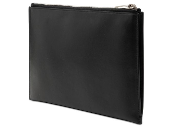Borsa Clutch Saint Laurent in pelle nera con multi-patch e cerniera Nero - vista 2