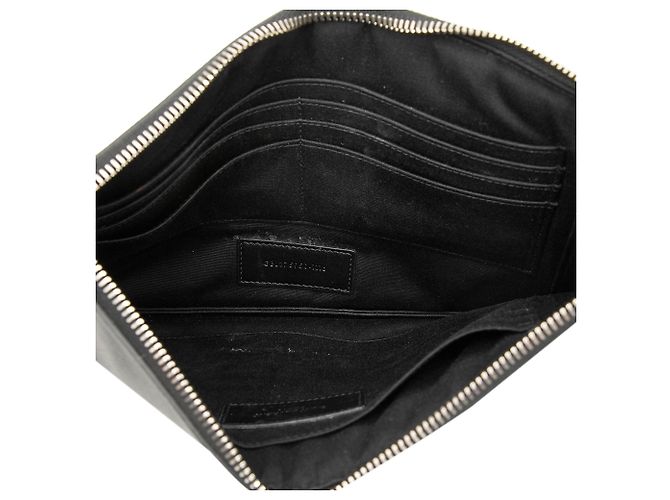 Borsa Clutch Saint Laurent in pelle nera con multi-patch e cerniera Nero - vista 4