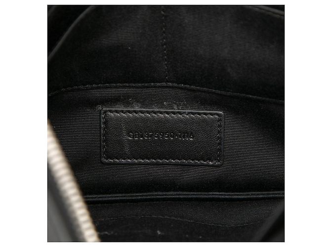 Borsa Clutch Saint Laurent in pelle nera con multi-patch e cerniera Nero - vista 5