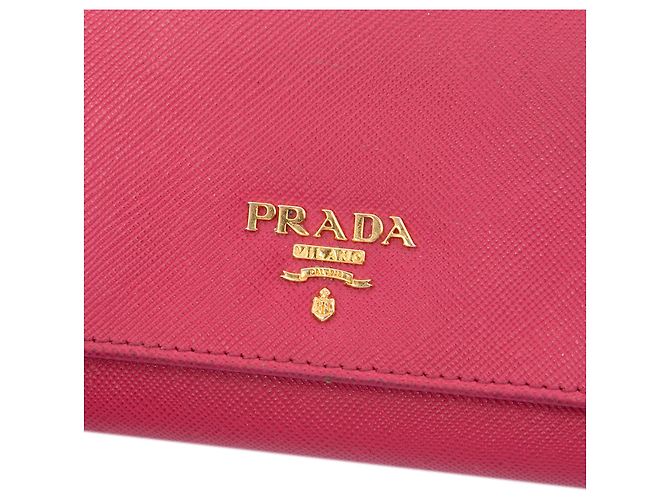 Borsa a tracolla Prada Saffiano Wallet On Chain Rosa - vista 5