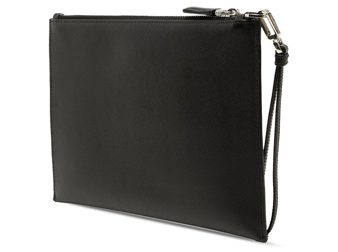 Clutch da polso in Saffiano nero Prada - vista 2