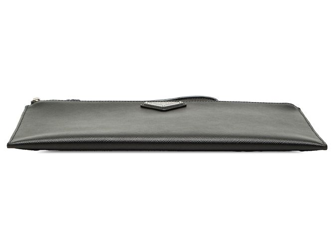 Clutch da polso in Saffiano nero Prada - vista 3