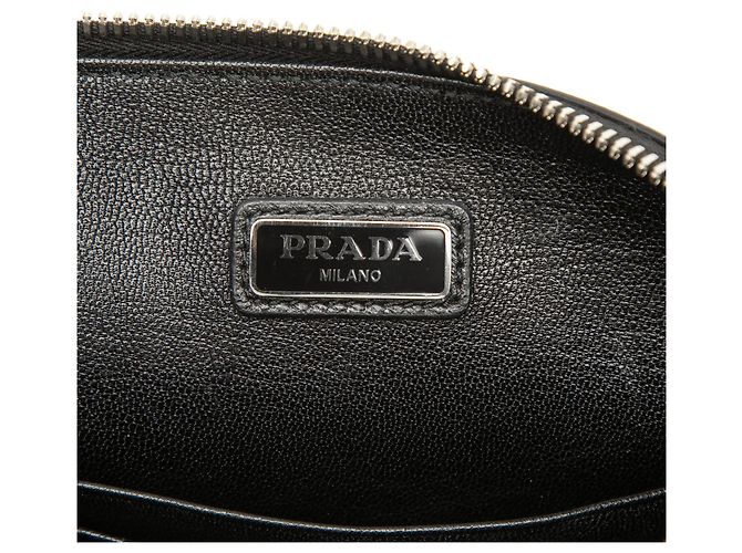 Clutch da polso in Saffiano nero Prada - vista 5