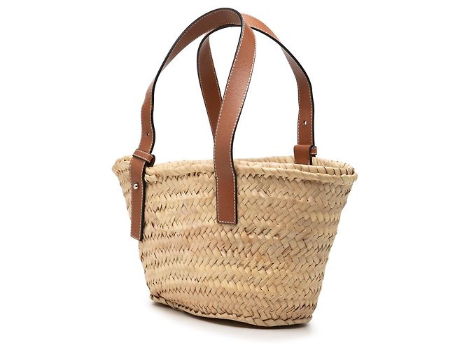 Borsa Tote LOEWE Small Raffia Anagram beige - vista 2