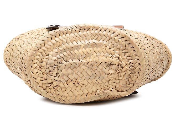 Borsa Tote LOEWE Small Raffia Anagram beige - vista 3