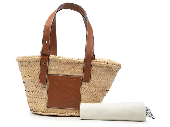 Borsa Tote LOEWE Small Raffia Anagram beige - vista 7