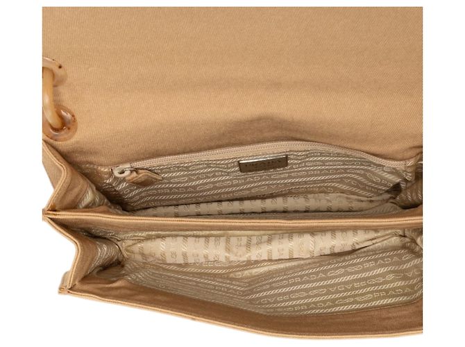 Borsa a tracolla in tela e resina marrone Prada con catena - vista 4