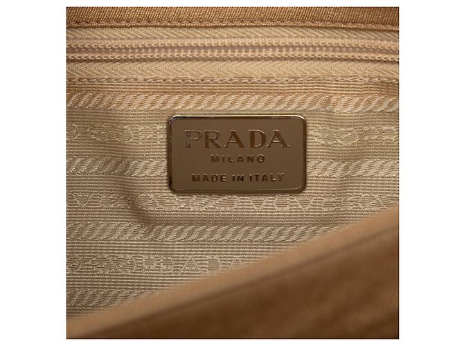 Borsa a tracolla in tela e resina marrone Prada con catena - vista 5