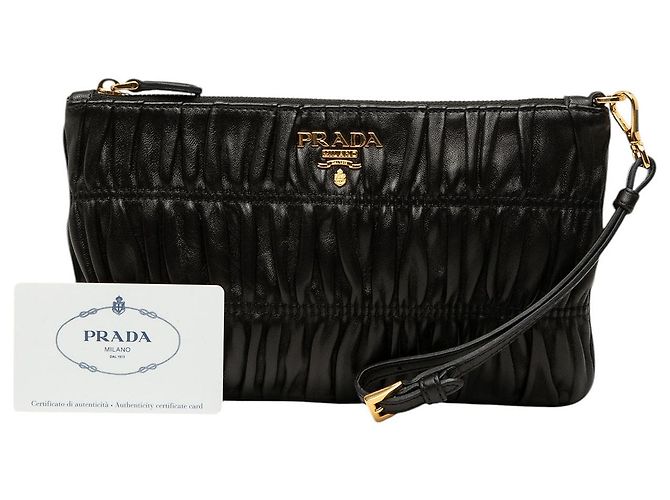 Pochette da polso Prada Nappa Gaufre nera Nero - vista 7