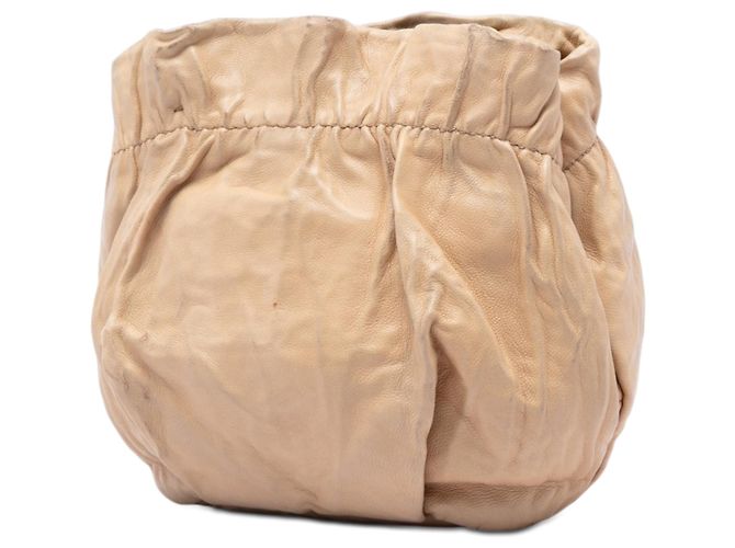 Borsa Bucket Antique Prada in pelle Nappa beige - vista 2