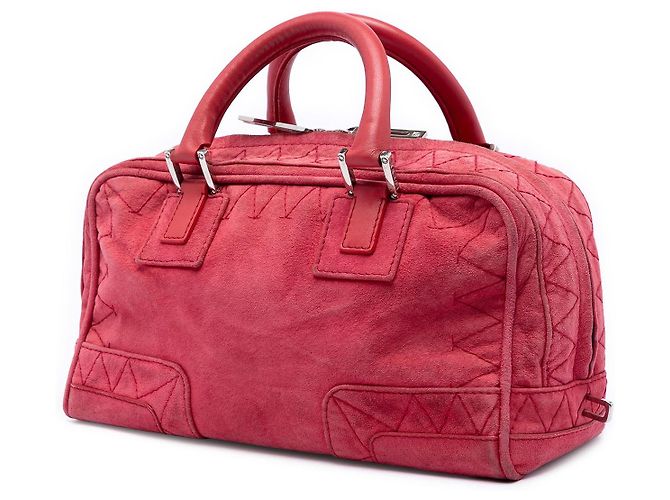 Borsa a mano LOEWE Amazona 28 in camoscio rosso con cuciture - vista 2