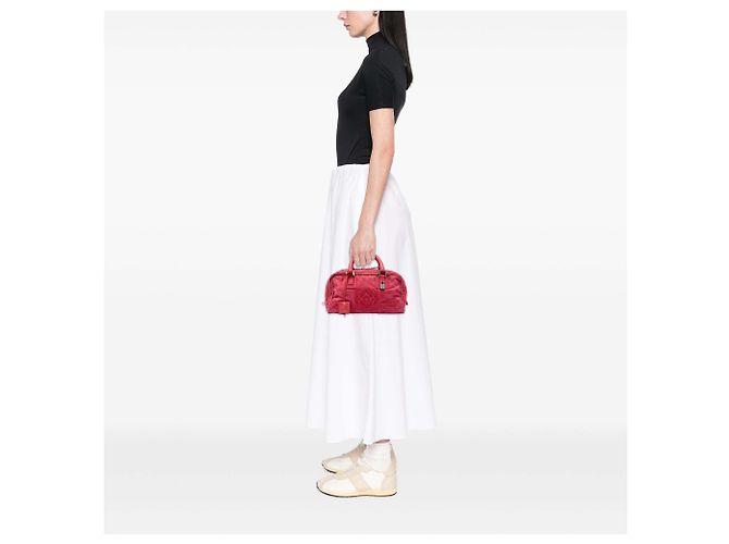Borsa a mano LOEWE Amazona 28 in camoscio rosso con cuciture - vista 5