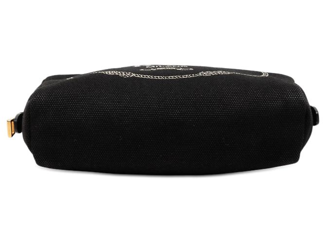 Pouch Prada in tela Canapa logo nera Nero - vista 3