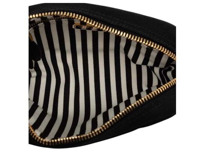 Pouch Prada in tela Canapa logo nera Nero - vista 4