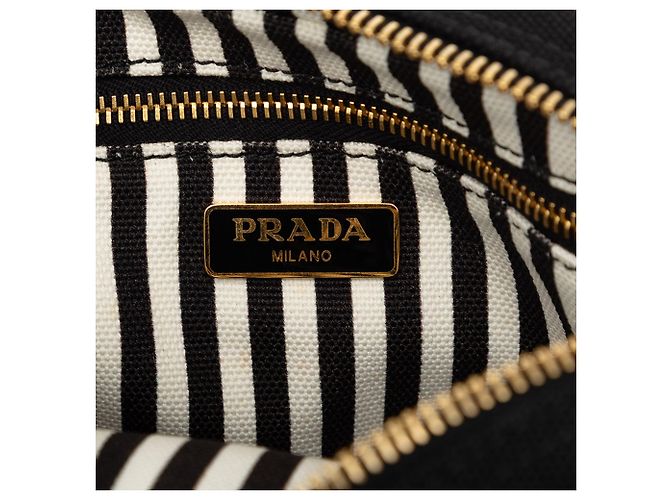 Pouch Prada in tela Canapa logo nera Nero - vista 5