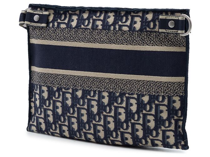 Borsa crossbody piatta Dior Oblique Canvas blu - vista 2