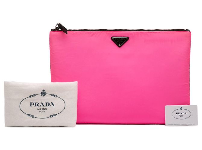 Clutch matelassé con zip Prada Tessuto Rosa - vista 10
