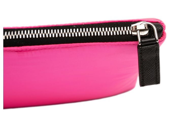 Clutch matelassé con zip Prada Tessuto Rosa - vista 8