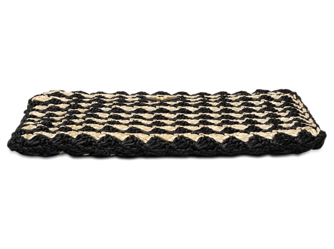 Clutch in crochet di rafia Prada nera Nero - vista 3