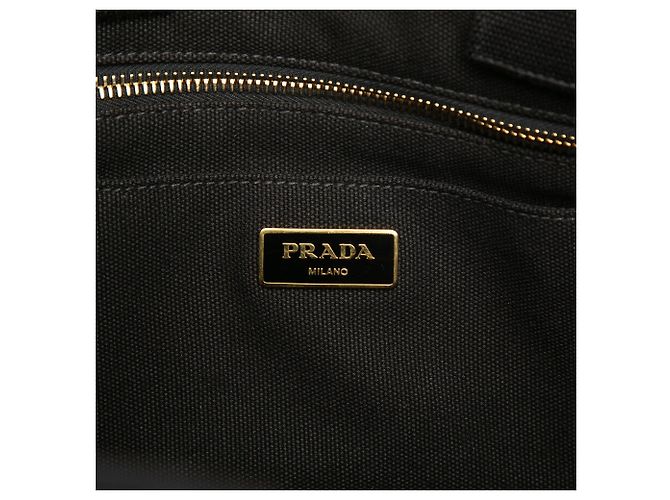 Schwarzer Prada Canapa Canvas Logo Tote Satchel - Ansicht 5