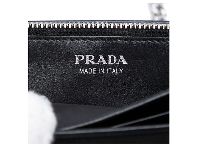 Borsa a tracolla Prada Tessuto con occhielli e portafoglio a catena nera Nero - vista 5