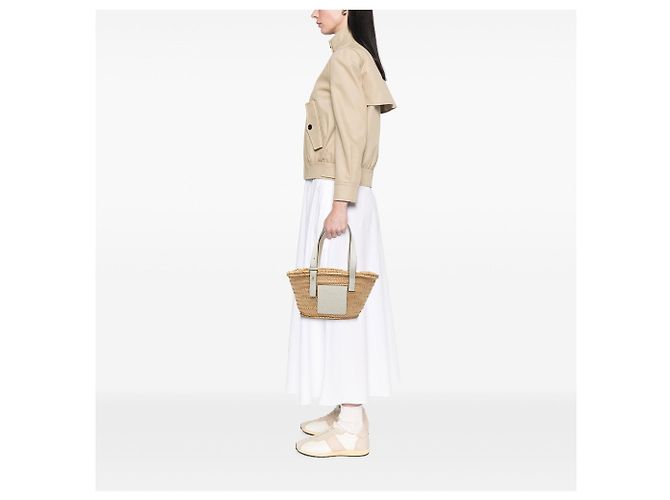 Borsa Tote Anagram Small in Raphia Bianca LOEWE Bianco - vista 6