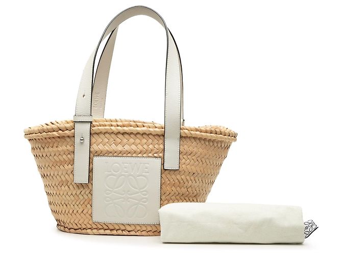 Borsa Tote Anagram Small in Raphia Bianca LOEWE Bianco - vista 7