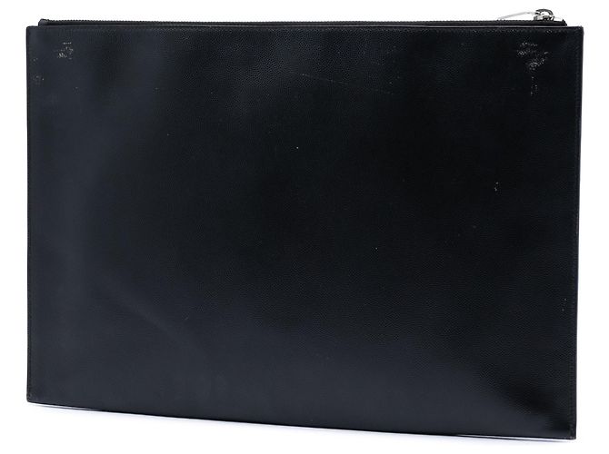 Clutch porta documenti Saint Laurent Grain De Poudre con zip, Nero - vista 2
