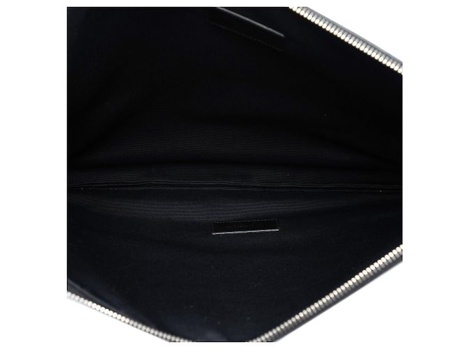 Clutch porta documenti Saint Laurent Grain De Poudre con zip, Nero - vista 4
