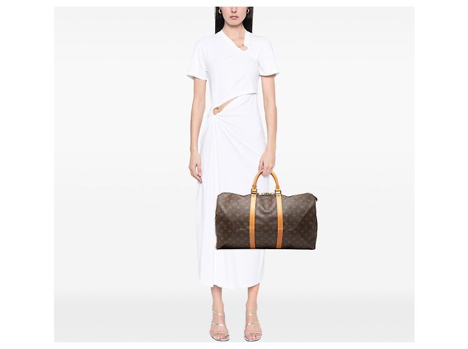 Borsa da viaggio Louis Vuitton Monogram Keepall 50 Marrone - vista 7