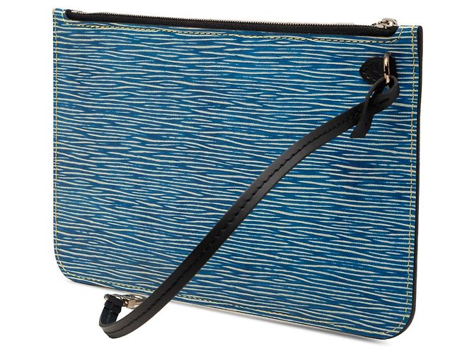 Pochette Louis Vuitton Neverfull in pelle Epi Denim blu - vista 2