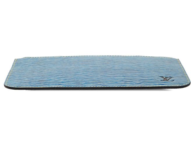 Pochette Louis Vuitton Neverfull in pelle Epi Denim blu - vista 3