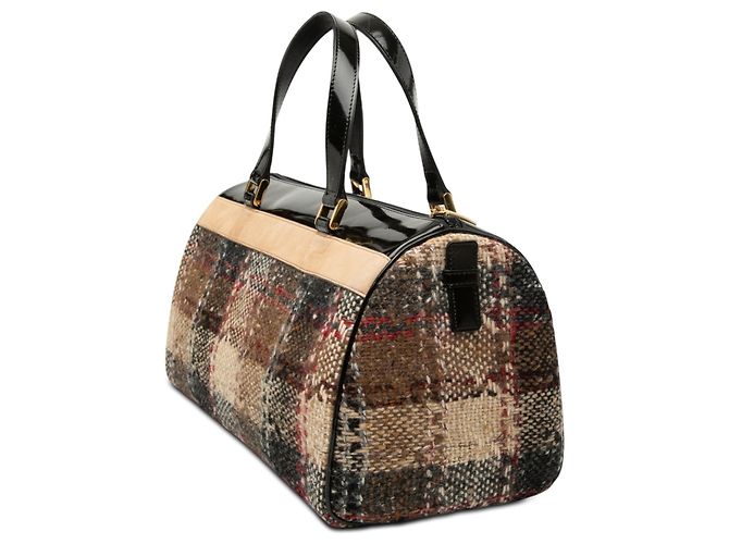 Borsa Boston Burberry in lana a quadri marrone - vista 2