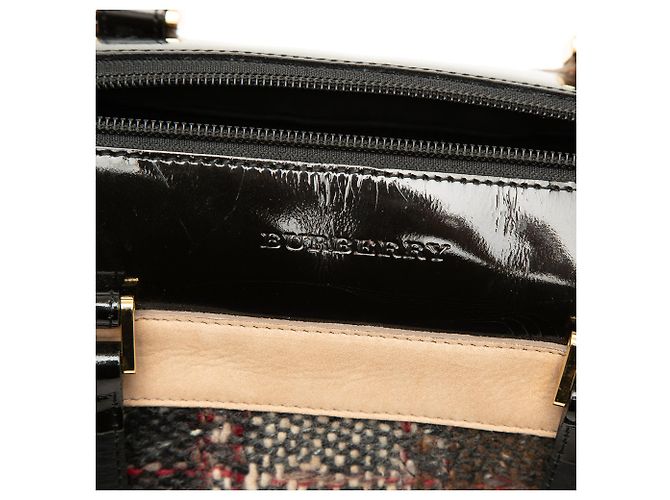 Borsa Boston Burberry in lana a quadri marrone - vista 5