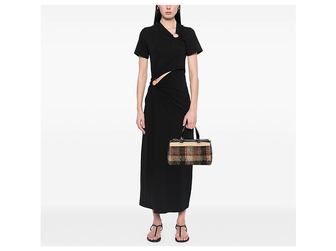 Borsa Boston Burberry in lana a quadri marrone - vista 6
