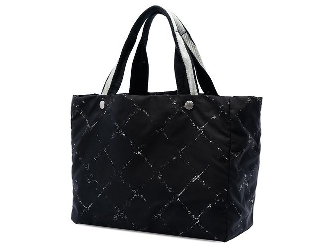 Borsa Tote Chanel Old Travel Line in Nylon Nero - vista 2