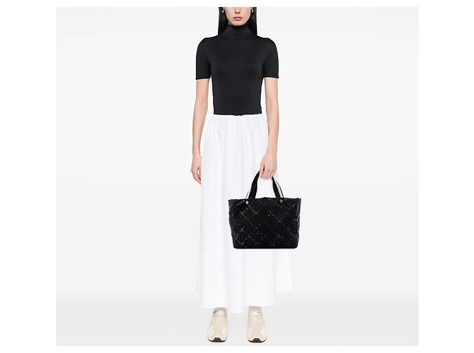 Borsa Tote Chanel Old Travel Line in Nylon Nero - vista 5