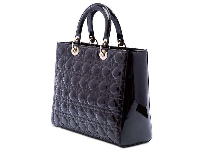 Borsa Lady Dior Satchel Large in pelle vernice Cannage Viola Dior Porpora - vista 2