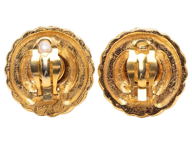 Orecchini a cerchio Chanel CC placcati oro D'oro - vista 2