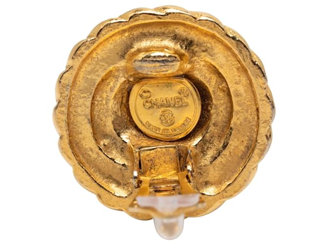 Orecchini a cerchio Chanel CC placcati oro D'oro - vista 3