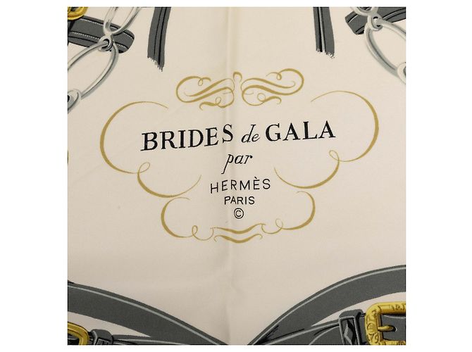 Sciarpa in seta bianca Hermès Brides de Gala 90 Scarves Bianco - vista 4