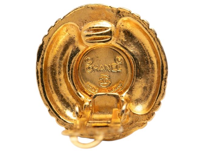 Chanel CC vergoldete gesteppte Clip-On-Ohrringe mit Kunstperlen Golden - Ansicht 3