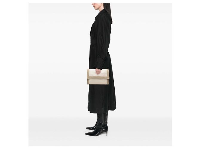 Clutch Hermès Bicolor Canvas Tapis de Selle Marrone - vista 7