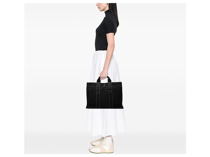 Borsa Tote Hermès Fourre Tout MM in tela nera Nero - vista 6