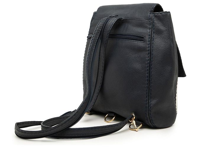 Blue Saint Laurent Embossed Leather Backpack - view 2